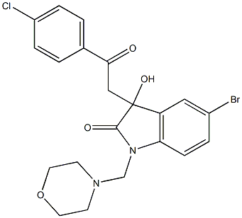 5-bromo-3-[2-(4-chlorophenyl)-2-oxoethyl]-3-hydroxy-1-(morpholinomethyl)indolin-2-one,,结构式