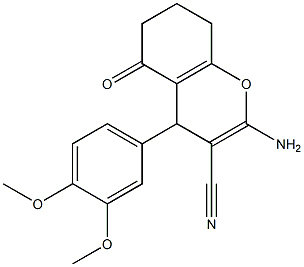 2-amino-4-(3,4-dimethoxyphenyl)-5-oxo-5,6,7,8-tetrahydro-4H-chromene-3-carbonitrile,,结构式