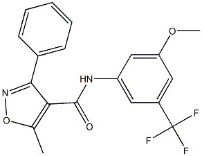 N4-[3-methoxy-5-(trifluoromethyl)phenyl]-5-methyl-3-phenylisoxazole-4-carboxamide Struktur