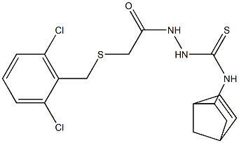 N1-bicyclo[2.2.1]hept-5-en-2-yl-2-{2-[(2,6-dichlorobenzyl)thio]acetyl}hydrazine-1-carbothioamide Struktur