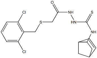 N1-bicyclo[2.2.1]hept-5-en-2-yl-2-{2-[(2,6-dichlorobenzyl)thio]acetyl}hydrazine-1-carbothioamide Structure