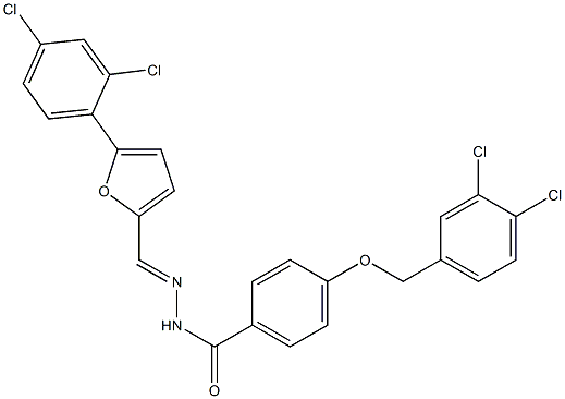 4-[(3,4-dichlorobenzyl)oxy]-N'-{(E)-[5-(2,4-dichlorophenyl)-2-furyl]methylidene}benzenecarbohydrazide 化学構造式