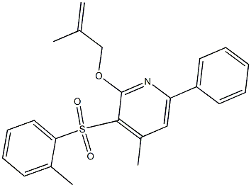 4-methyl-3-[(2-methylphenyl)sulfonyl]-2-[(2-methyl-2-propenyl)oxy]-6-phenylpyridine Struktur