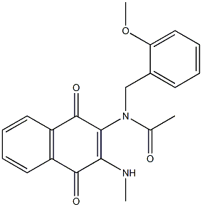 N-(2-methoxybenzyl)-N-[3-(methylamino)-1,4-dioxo-1,4-dihydro-2-naphthalenyl]acetamide Structure