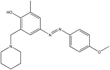 4-[2-(4-methoxyphenyl)diaz-1-enyl]-2-methyl-6-(piperidinomethyl)phenol Struktur