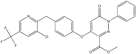 methyl 4-(4-{[3-chloro-5-(trifluoromethyl)-2-pyridinyl]methyl}phenoxy)-6-oxo-1-phenyl-1,6-dihydro-3-pyridazinecarboxylate Struktur