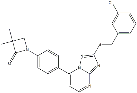 1-(4-{2-[(3-chlorobenzyl)sulfanyl][1,2,4]triazolo[1,5-a]pyrimidin-7-yl}phenyl)-3,3-dimethyl-2-azetanone|