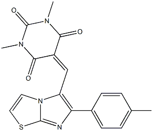 1,3-dimethyl-5-{[6-(4-methylphenyl)imidazo[2,1-b][1,3]thiazol-5-yl]methylene}-2,4,6(1H,3H,5H)-pyrimidinetrione,,结构式