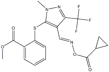 methyl 2-{[4-({[(cyclopropylcarbonyl)oxy]imino}methyl)-1-methyl-3-(trifluoromethyl)-1H-pyrazol-5-yl]sulfanyl}benzenecarboxylate 化学構造式