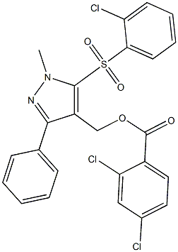 {5-[(2-chlorophenyl)sulfonyl]-1-methyl-3-phenyl-1H-pyrazol-4-yl}methyl 2,4-dichlorobenzenecarboxylate Structure