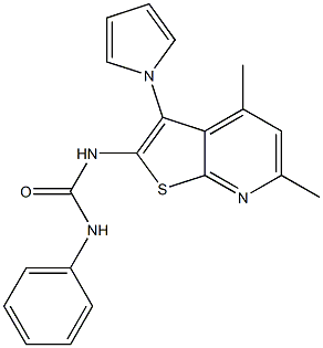 N-[4,6-dimethyl-3-(1H-pyrrol-1-yl)thieno[2,3-b]pyridin-2-yl]-N'-phenylurea Struktur