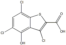 3,5,7-trichloro-4-hydroxybenzo[b]thiophene-2-carboxylic acid 化学構造式