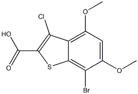 7-bromo-3-chloro-4,6-dimethoxybenzo[b]thiophene-2-carboxylic acid 化学構造式
