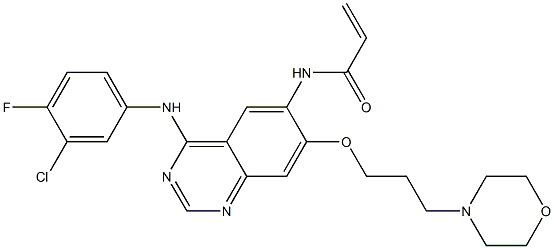 N-[4-[(3-chloro-4-fluoro-phenyl)amino]-7-(3-morpholin-4-ylpropoxy)quinazolin-6-yl]prop-2-enamide,,结构式