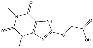 [(1,3-dimethyl-2,6-dioxo-2,3,6,7-tetrahydro-1H-purin-8-yl)thio]acetic acid 化学構造式