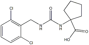1-({[(2,6-dichlorophenyl)methyl]carbamoyl}amino)cyclopentane-1-carboxylic acid 化学構造式