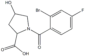 1-(2-bromo-4-fluorobenzoyl)-4-hydroxypyrrolidine-2-carboxylic acid,,结构式
