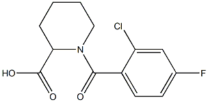1-(2-chloro-4-fluorobenzoyl)piperidine-2-carboxylic acid,,结构式