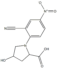 1-(2-cyano-4-nitrophenyl)-4-hydroxypyrrolidine-2-carboxylic acid 化学構造式