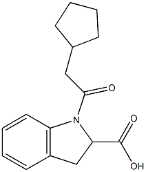 1-(2-cyclopentylacetyl)-2,3-dihydro-1H-indole-2-carboxylic acid Structure