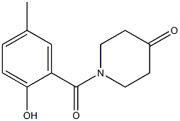 1-(2-hydroxy-5-methylbenzoyl)piperidin-4-one Struktur