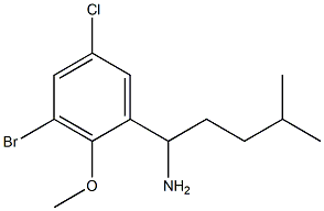 1-(3-bromo-5-chloro-2-methoxyphenyl)-4-methylpentan-1-amine 化学構造式