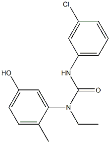 1-(3-chlorophenyl)-3-ethyl-3-(5-hydroxy-2-methylphenyl)urea Struktur
