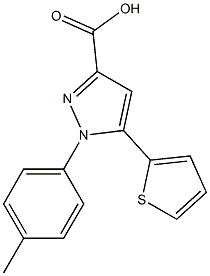 1-(4-methylphenyl)-5-(thiophen-2-yl)-1H-pyrazole-3-carboxylic acid,,结构式