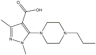 1,3-dimethyl-5-(4-propylpiperazin-1-yl)-1H-pyrazole-4-carboxylic acid,,结构式