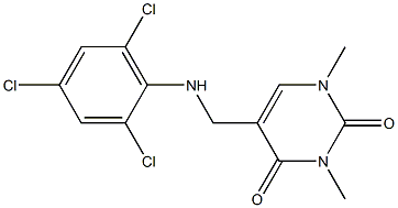 1,3-dimethyl-5-{[(2,4,6-trichlorophenyl)amino]methyl}-1,2,3,4-tetrahydropyrimidine-2,4-dione,,结构式