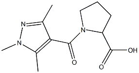 1-[(1,3,5-trimethyl-1H-pyrazol-4-yl)carbonyl]pyrrolidine-2-carboxylic acid,,结构式