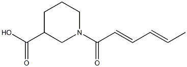 1-[(2E,4E)-hexa-2,4-dienoyl]piperidine-3-carboxylic acid 化学構造式