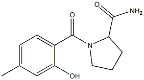 1-[(2-hydroxy-4-methylphenyl)carbonyl]pyrrolidine-2-carboxamide Struktur