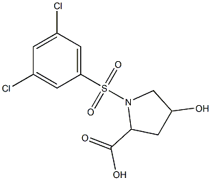 1-[(3,5-dichlorobenzene)sulfonyl]-4-hydroxypyrrolidine-2-carboxylic acid Struktur