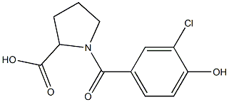 1-[(3-chloro-4-hydroxyphenyl)carbonyl]pyrrolidine-2-carboxylic acid 化学構造式