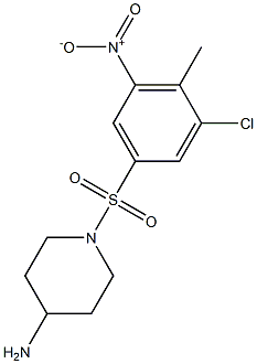 1-[(3-chloro-4-methyl-5-nitrobenzene)sulfonyl]piperidin-4-amine Struktur