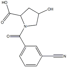 1-[(3-cyanophenyl)carbonyl]-4-hydroxypyrrolidine-2-carboxylic acid 结构式