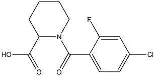 1-[(4-chloro-2-fluorophenyl)carbonyl]piperidine-2-carboxylic acid,,结构式