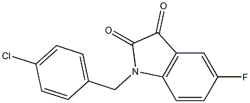 1-[(4-chlorophenyl)methyl]-5-fluoro-2,3-dihydro-1H-indole-2,3-dione 化学構造式