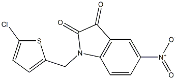 1-[(5-chlorothiophen-2-yl)methyl]-5-nitro-2,3-dihydro-1H-indole-2,3-dione,,结构式