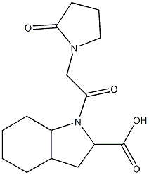 1-[2-(2-oxopyrrolidin-1-yl)acetyl]-octahydro-1H-indole-2-carboxylic acid Struktur