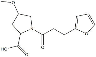 1-[3-(furan-2-yl)propanoyl]-4-methoxypyrrolidine-2-carboxylic acid Struktur