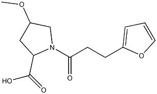 1-[3-(furan-2-yl)propanoyl]-4-methoxypyrrolidine-2-carboxylic acid 化学構造式