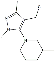 1-[4-(chloromethyl)-1,3-dimethyl-1H-pyrazol-5-yl]-3-methylpiperidine 化学構造式