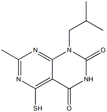 1-isobutyl-5-mercapto-7-methylpyrimido[4,5-d]pyrimidine-2,4(1H,3H)-dione 化学構造式