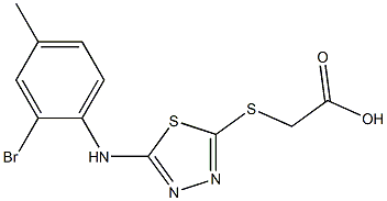 2-({5-[(2-bromo-4-methylphenyl)amino]-1,3,4-thiadiazol-2-yl}sulfanyl)acetic acid Structure