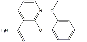 2-(2-methoxy-4-methylphenoxy)pyridine-3-carbothioamide Struktur