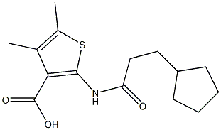 2-(3-cyclopentylpropanamido)-4,5-dimethylthiophene-3-carboxylic acid Struktur