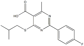 2-(4-fluorophenyl)-4-(isobutylthio)-6-methylpyrimidine-5-carboxylic acid Struktur