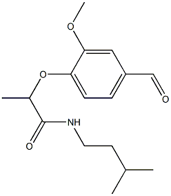 2-(4-formyl-2-methoxyphenoxy)-N-(3-methylbutyl)propanamide,,结构式